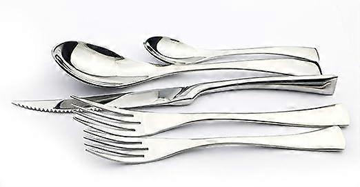 5-delt 18/10 rustfritt stål taggete biff kniv bestikk sett, service for 1