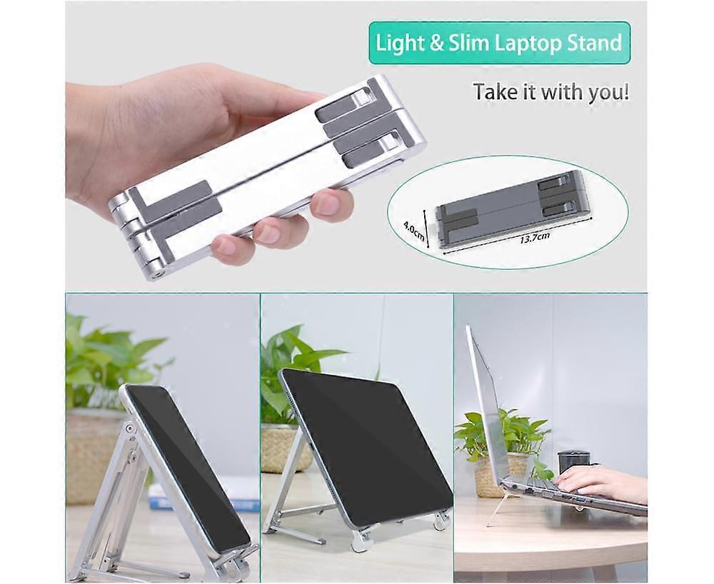Foldable Alluminum Alloy Laptop Support Stand Notebook Tablet Holder Bracket - Silver