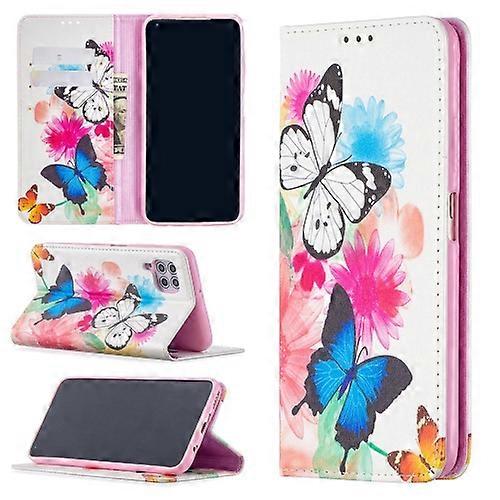 For Huawei P40 Lite Colored Drawing Pattern Invisible Magnetic Horizontal Flip PU Leather Phone Case