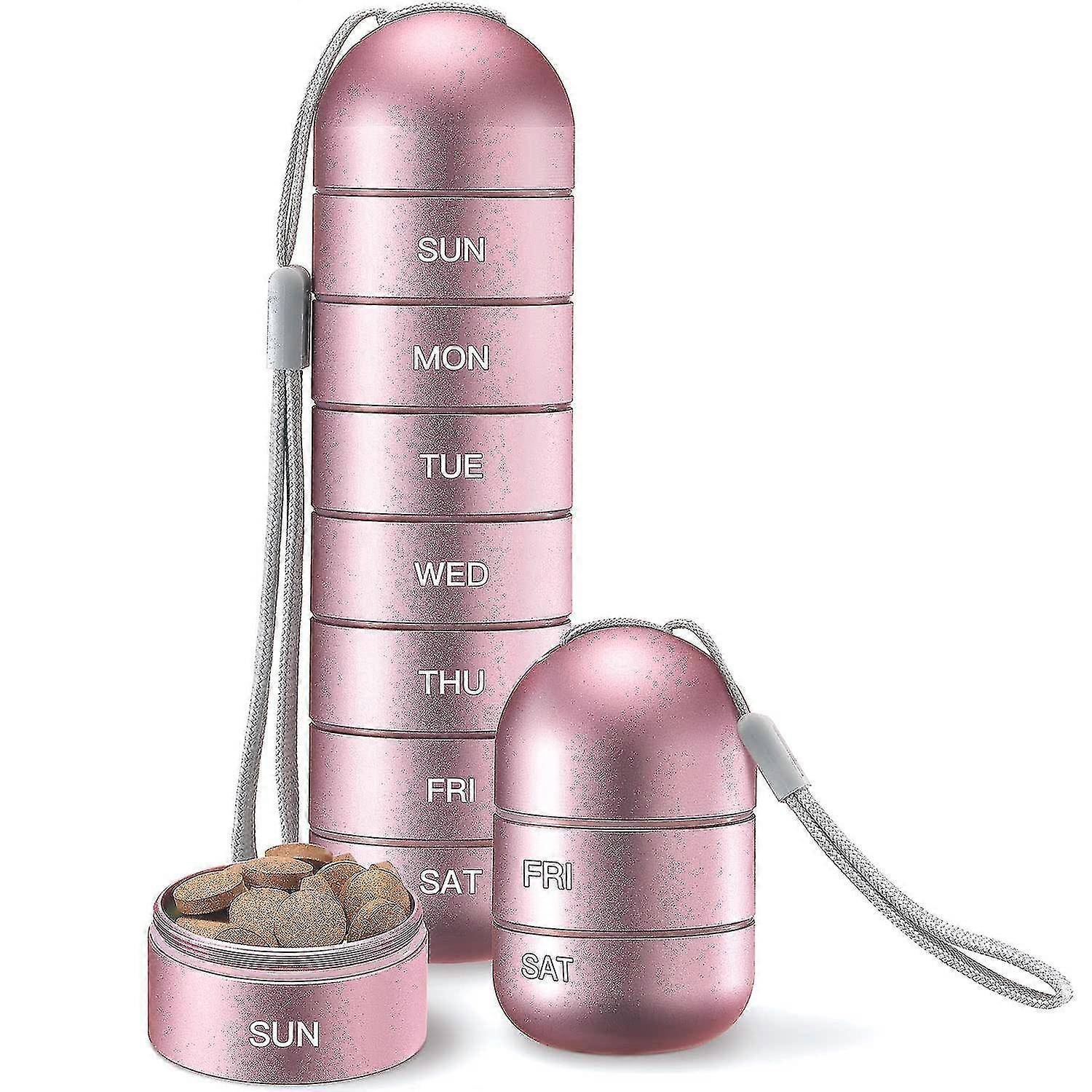 المعادن الرطوبة دليل على حبوب منع الحمل الأسبوعية المنظم، كومة سبائك الألومنيوم BPA السفر الحر 7 أيام الوردي