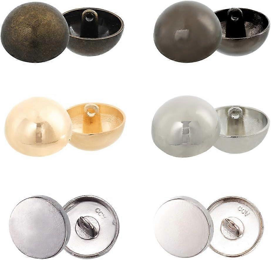 60 Pcs Alloy Sewing Buttons 2 Sizes Mixed Color Shank Round Buttons for Jeans Jacket Coat Garment Repairing and DIY Decoration