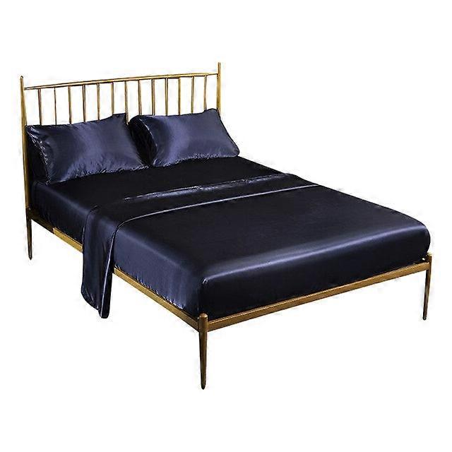 Fitted Sheet Full Size Blue Luxury Silky Set With Pillow Cases For Garden Sheets