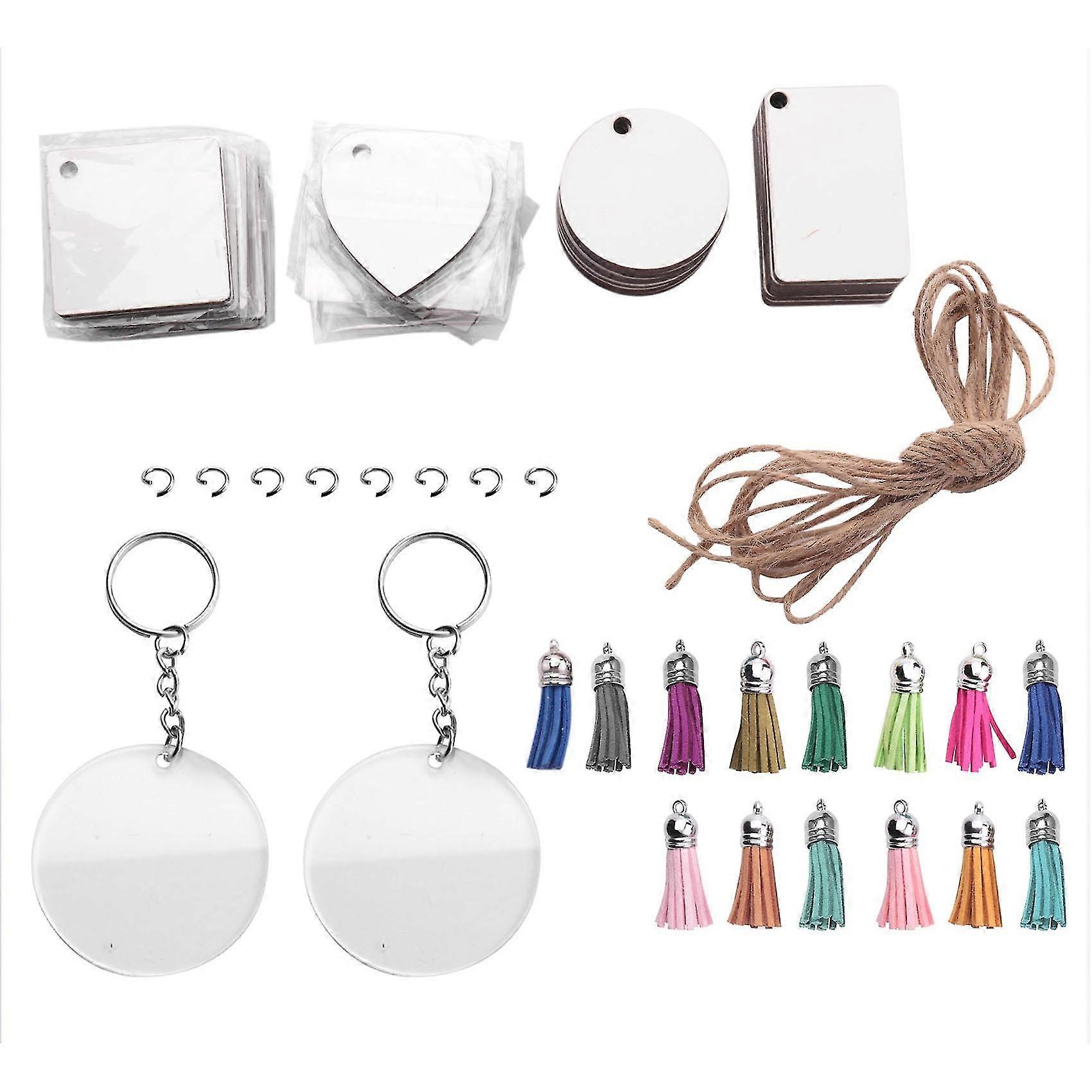 Sublimation Keychain,with Thermal Transfer Double-sided Sublimation Blank, Tassel And Rope, For Diy