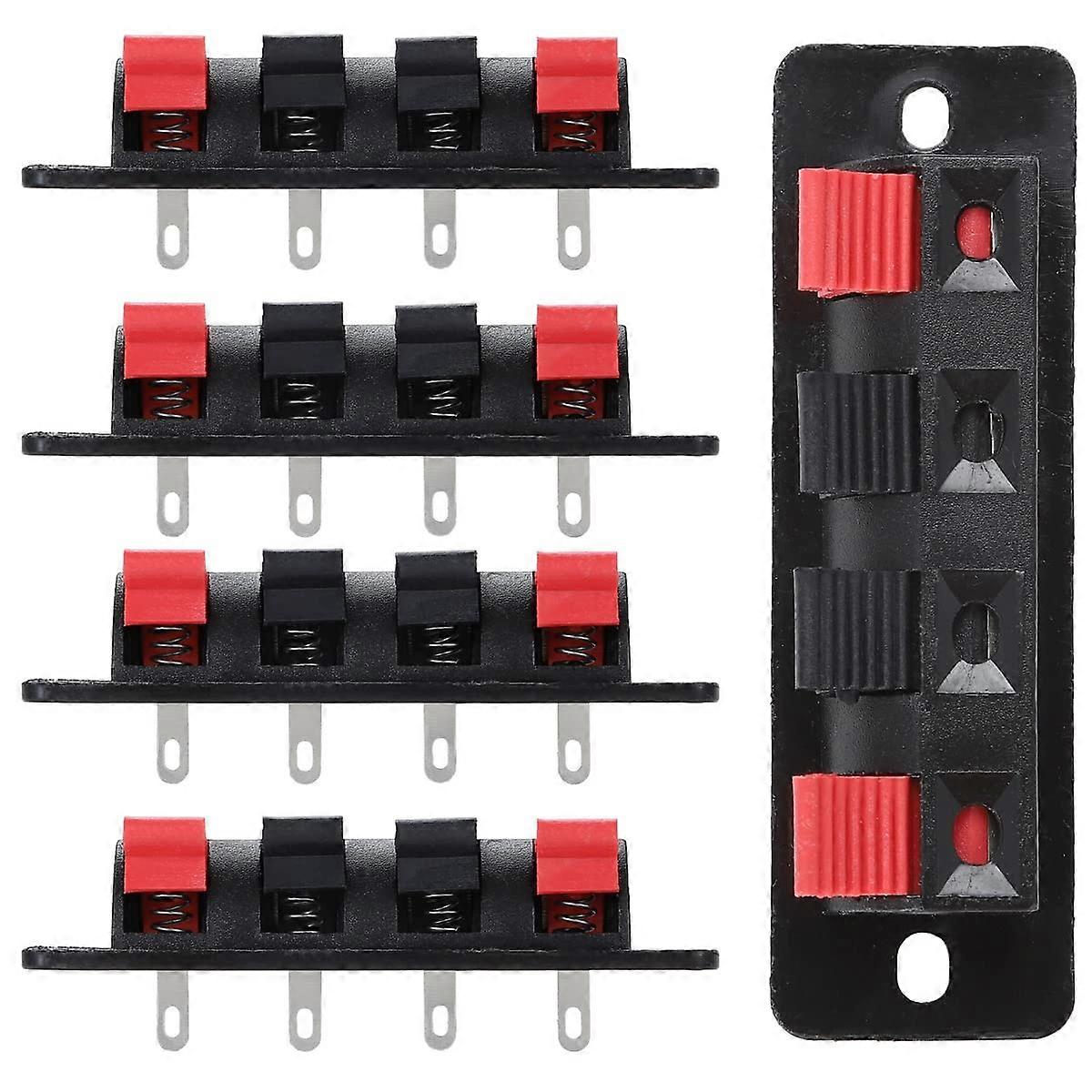 5pcs 4 Way Speaker Terminal Block Speaker Terminal Block Board Connector Speaker Spring Terminal Push Release Type