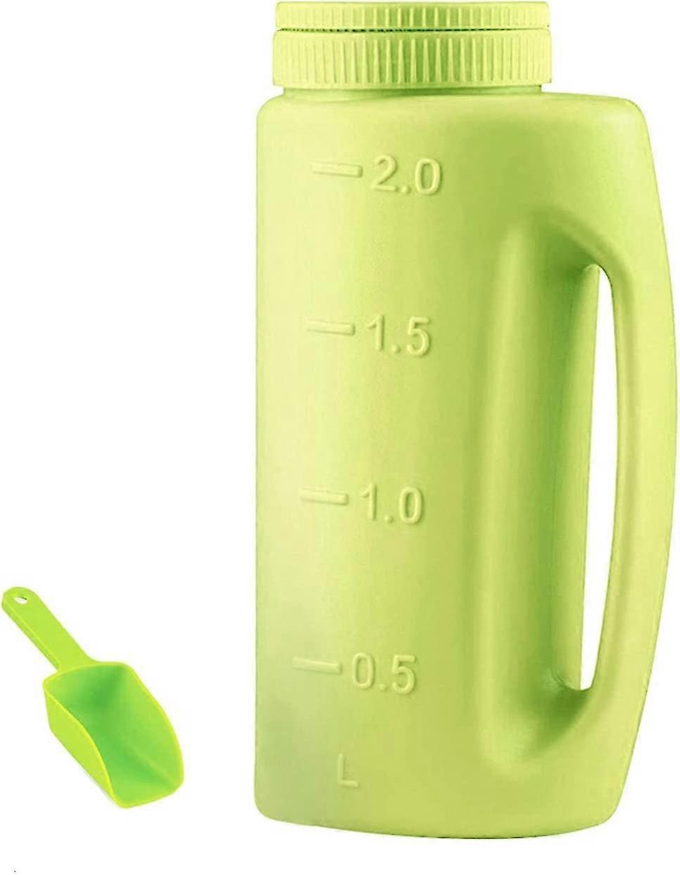 Handheld Spreader, Garden Lawn Grass Feed Seeding And Fertiliser Fertiliser Spreader, Adjustable Hole Size Grass Seeding Spreader With Scoop, 2l (gree