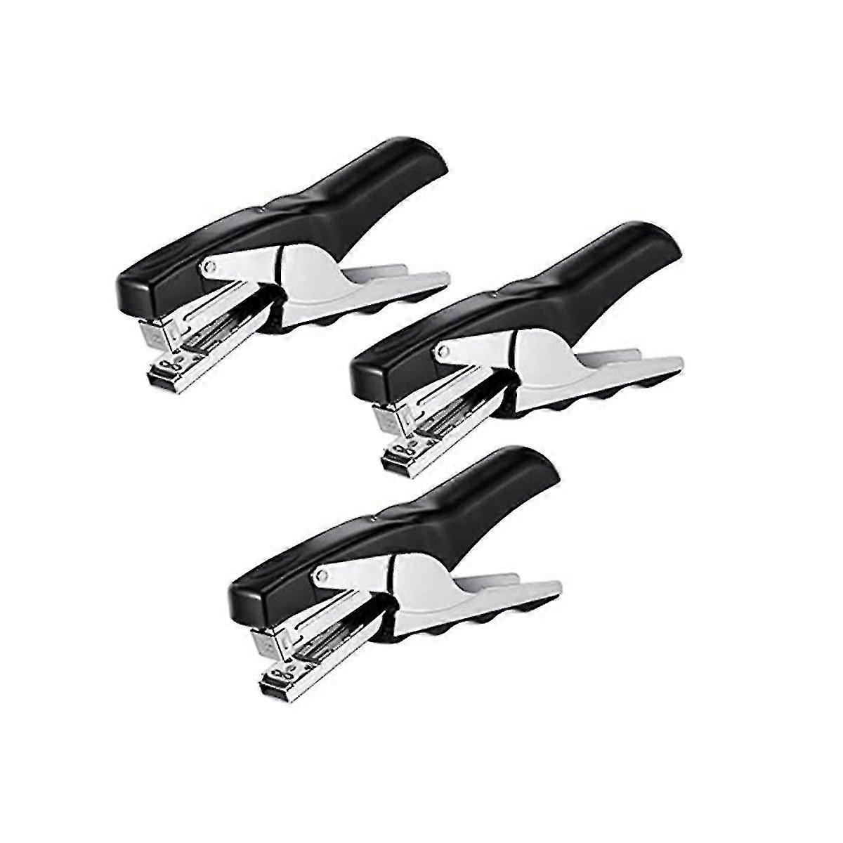 3 Pieces Heavy Duty Plier Stapler Office Stapler Hand Hold Stapler 50 Sheet Capacity Desk Stapler For Home School Black