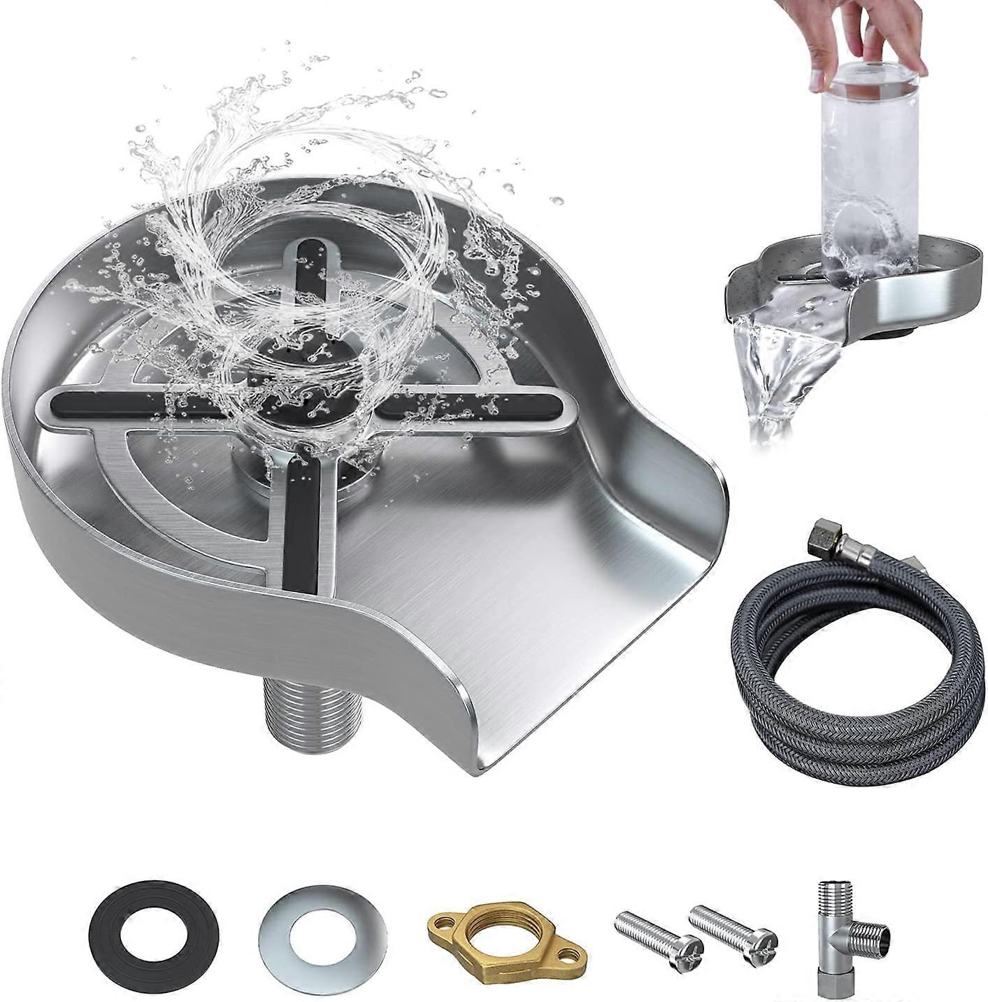 Glass Rinser For Kitchen Sink, G1/2in Stainless Steel Bottle Washer Faucet Head Rinser Cup Cleaner Sink Attachment Accessories For Beer Glass Coffee Cup