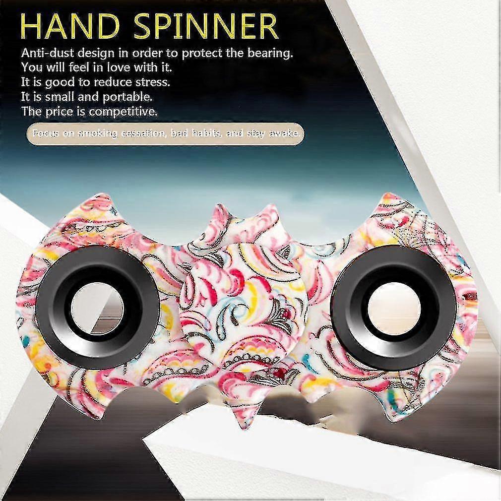 Two Leaves Hand Spinner Bat Appearance Stylish Pattern Decompression Hand Toy