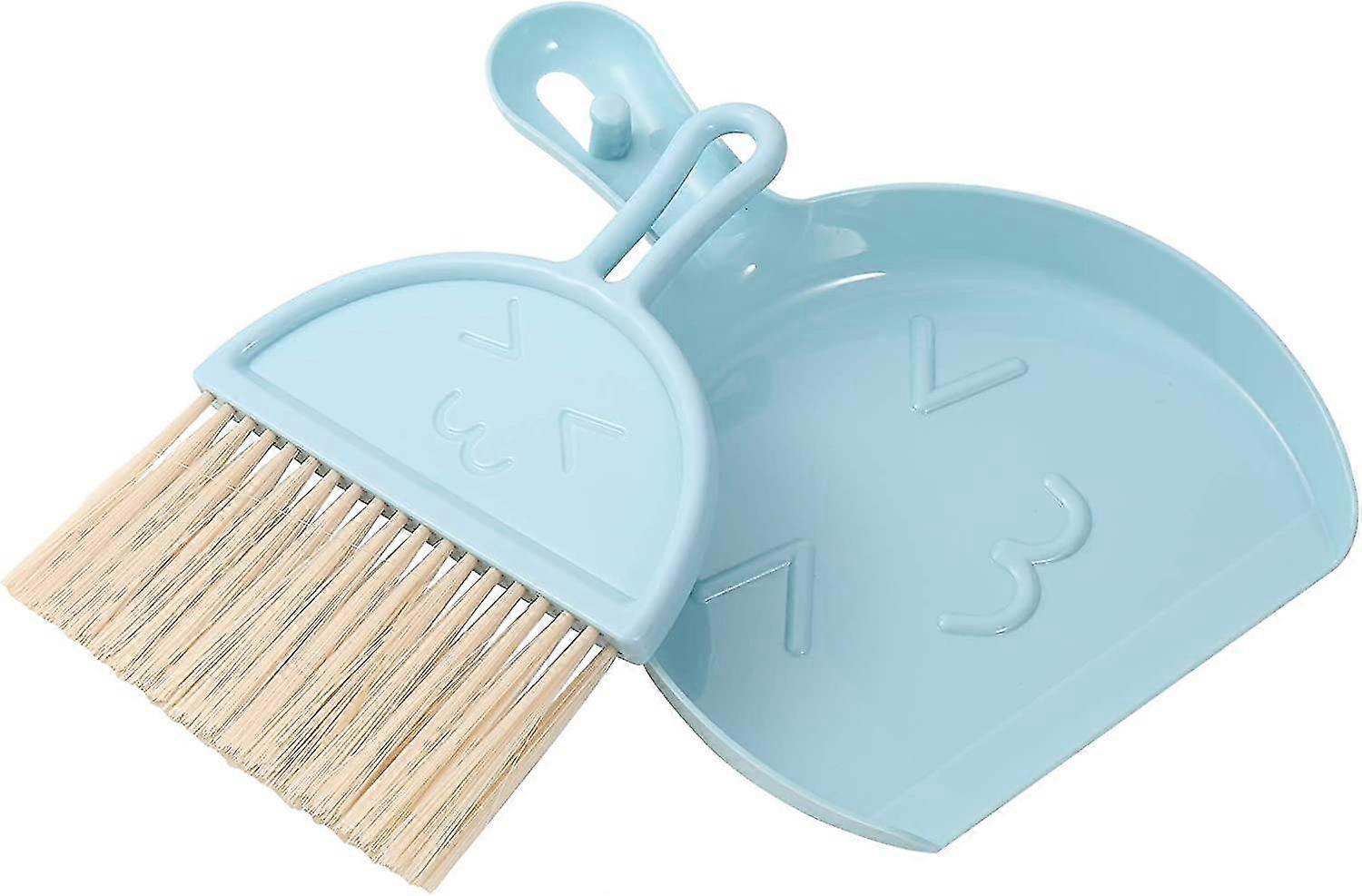 Mini Dustpan And Brush Set, Small Broom And Dustpan Cleaning Set For Office Home Table Desktop Counter Drawer Keyboard Car Cleaning (blue,1set)