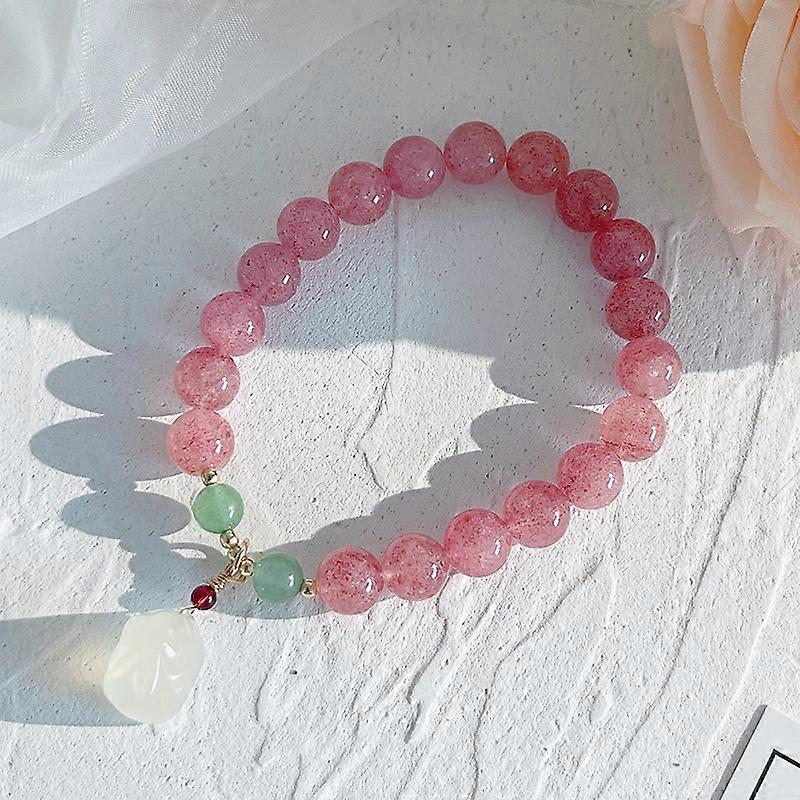 Rabbit Handmade Crystal Pendant Beaded Stretch Bracelets PINK