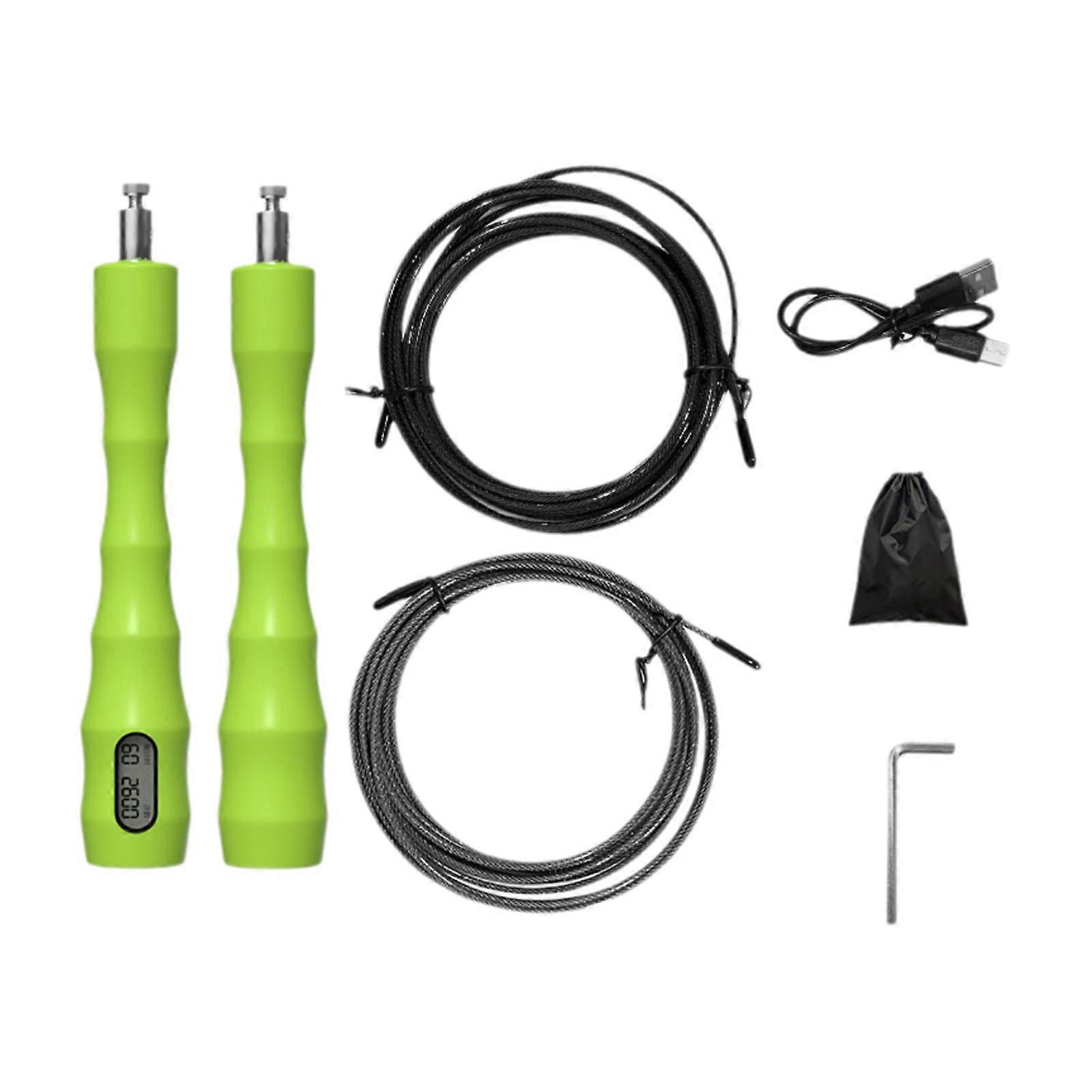 Digital Counting Jump Rope Boxing 300cm Adjustable Length Speed Jumping Rope Green
