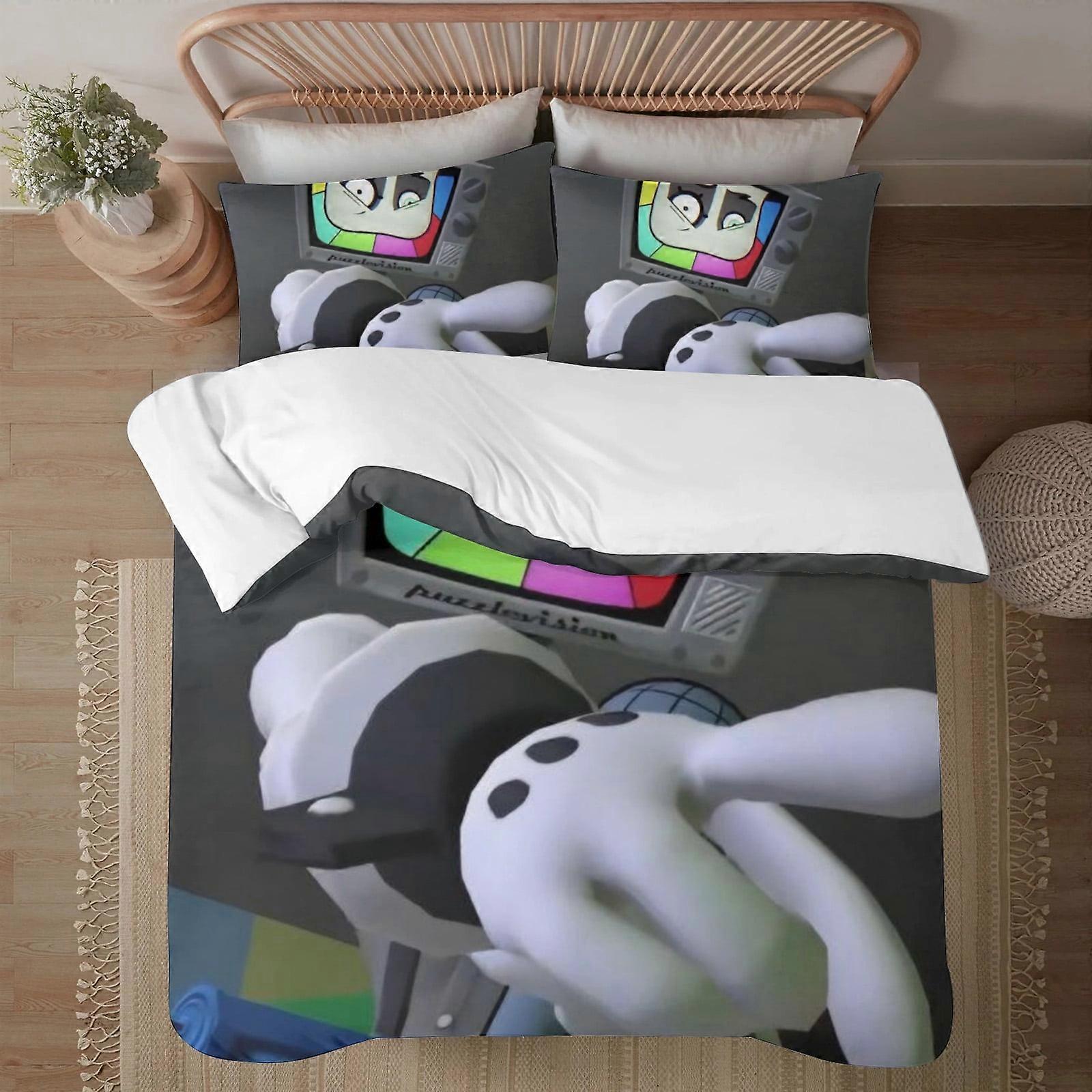 Bedding set BM374 Mr. Puzzles Soft 3D Printed Duvet Cover Bedding Set with Comforter Cover 3 Piece Set Includes 2 Pillowcases and 1 Cover Machine Wash