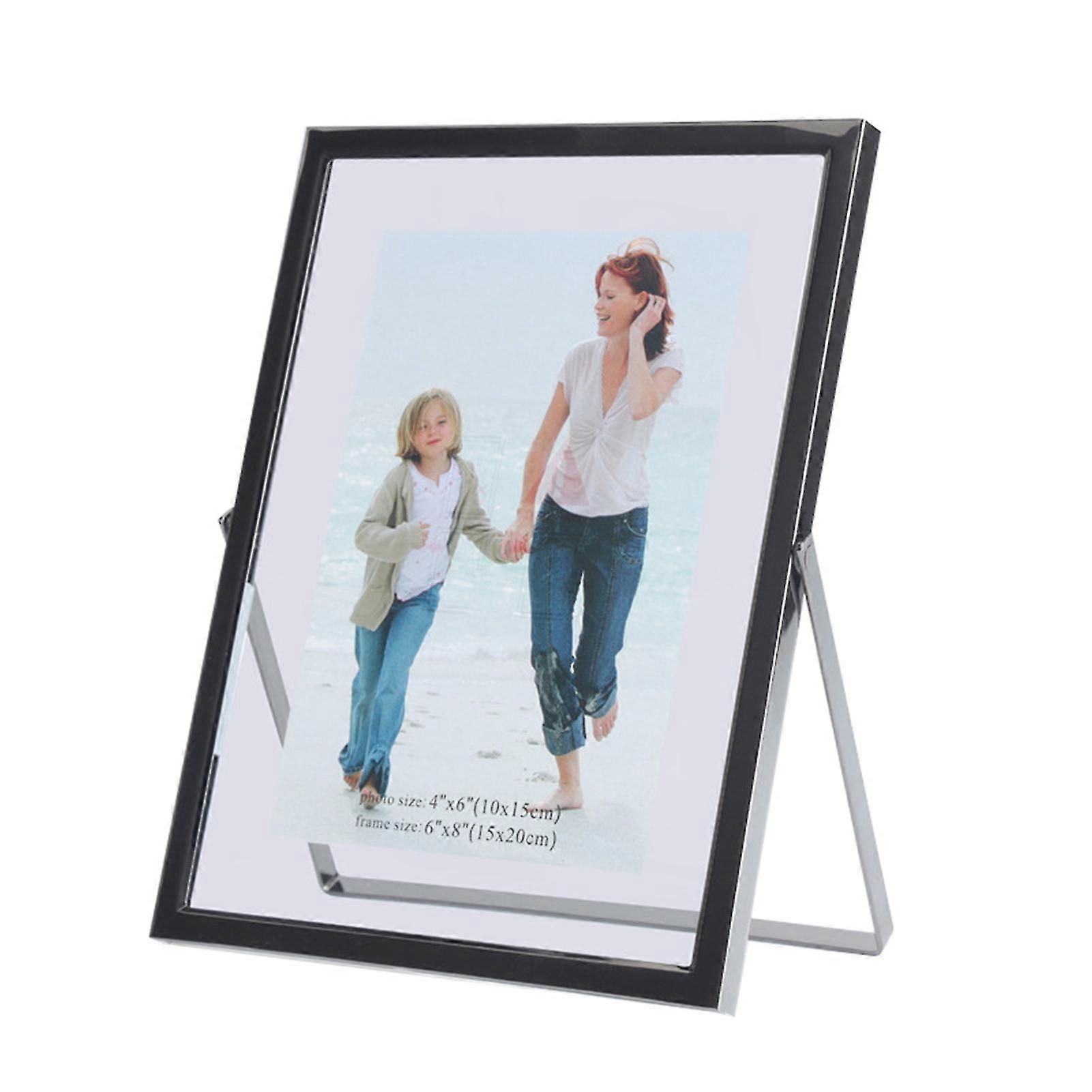 7/8 Inch Floating Picture Frame Tempered Glass Frame Electroplated Stainless Foldable Standing Anti-skid Luxury Oblong Wall Mounting Table Top Display
