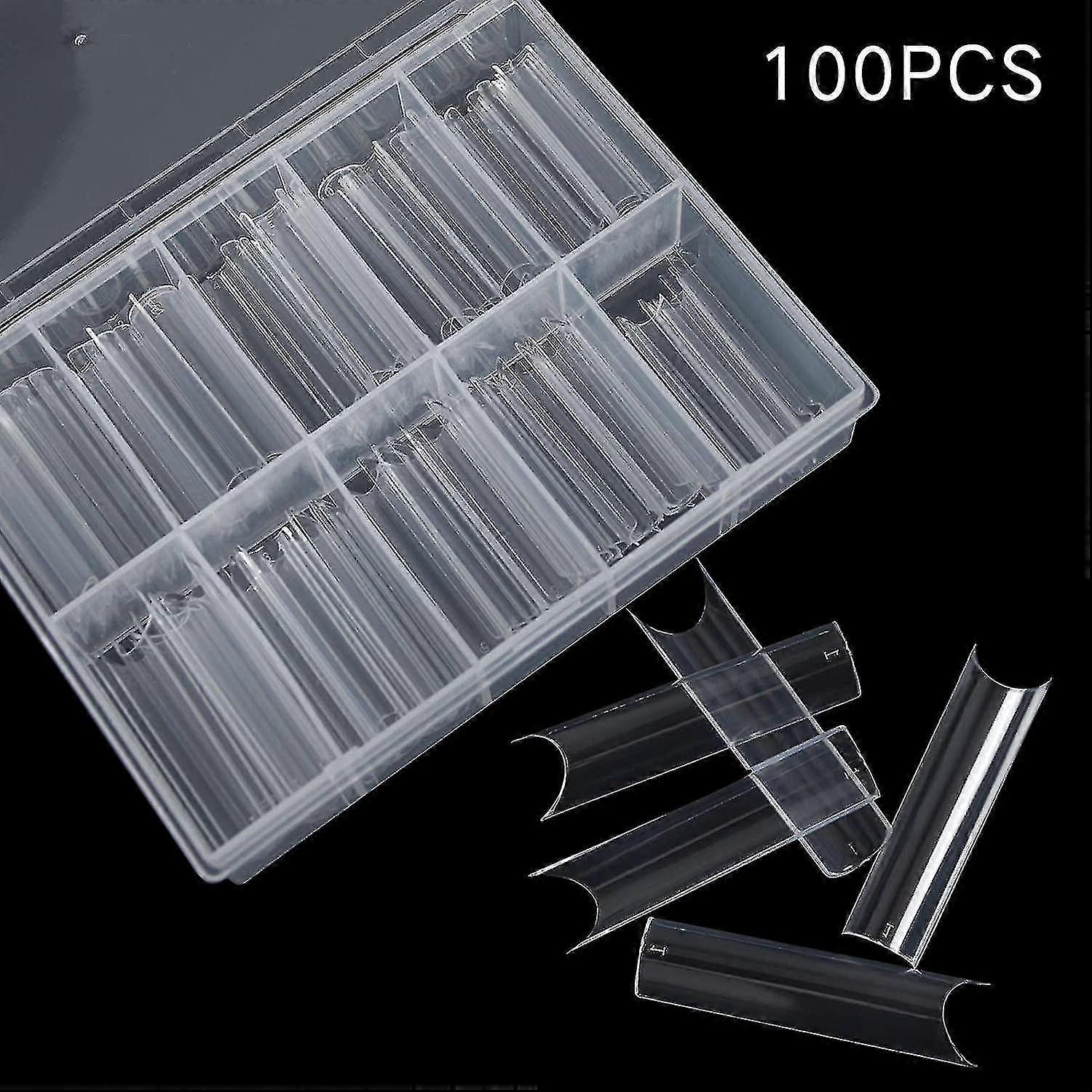 100pcs نصائح مربع طويل جدا مستقيم ، 10 أحجام نصائح الأظافر نصف غطاء