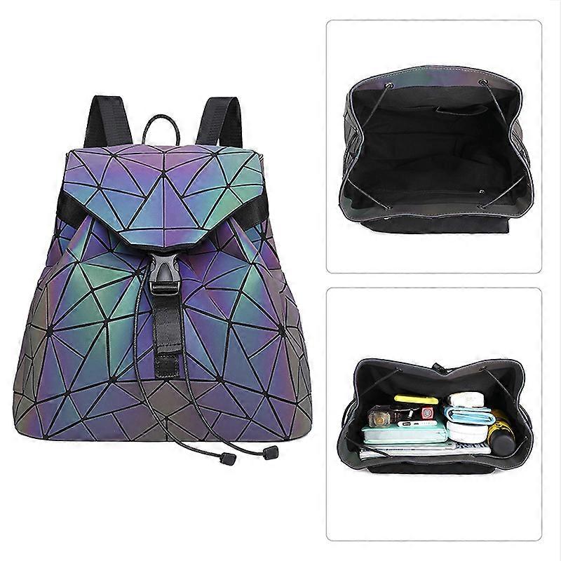 Luminous Backpack Hologram Geometric Fold Backpack Holographic Reflective Backpack Geometric Holographic  main image 3