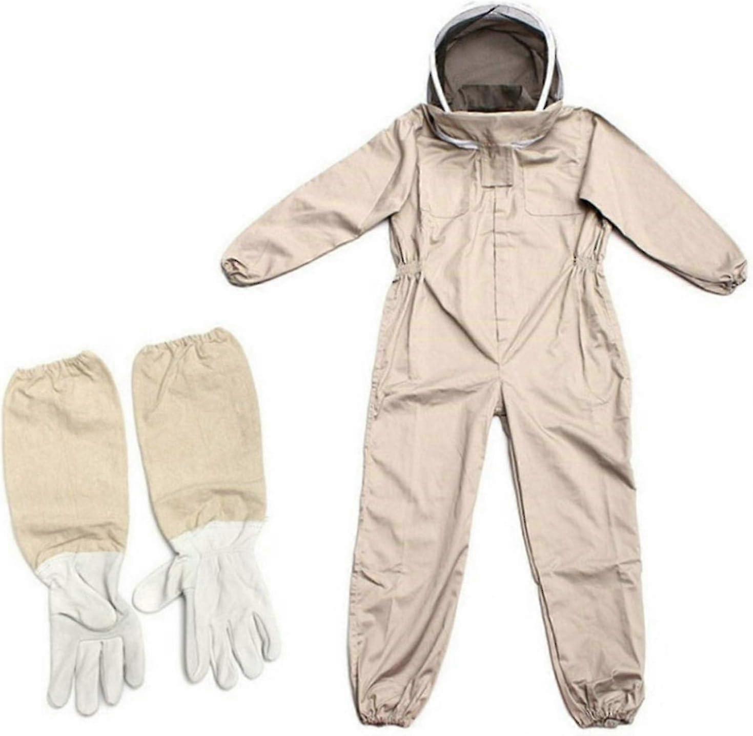 مربي النحل المعطف - ملابس تربية النحل مع القفازات ، مربي النحل القطن الطبيعي L