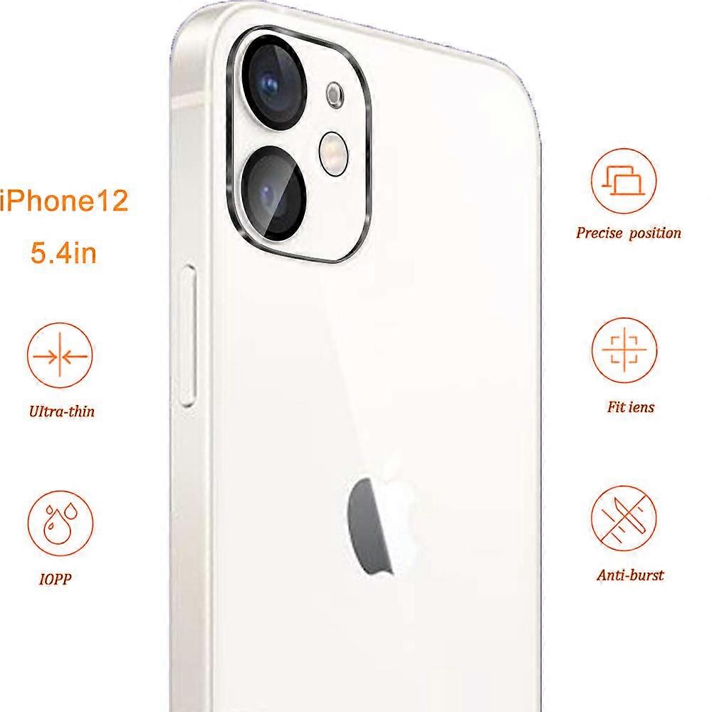 3 pcs Protetor de Lente de Câmera Compatível com iPhone 12 Mini 5.4 polegadas, Protetor de Câmera de Vidro Temperado HD Transparente, Ultra-Fino, Fácil Instalação (iPh