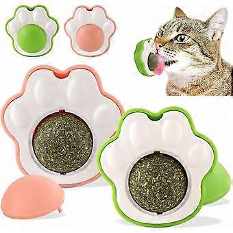 Catnip Ball, aan de muur gemonteerde Catnip Ball, roterende Catnip speeltjes, eetbare Catnip speeltjes voor katten (Cat Claw-2 stuks)