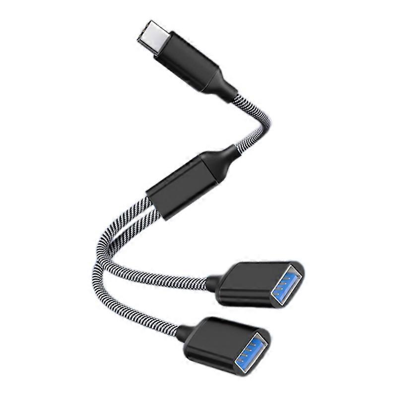 Type C Male to 2 USB Female Cable Adapter USB OTG Splitter Cord Converter