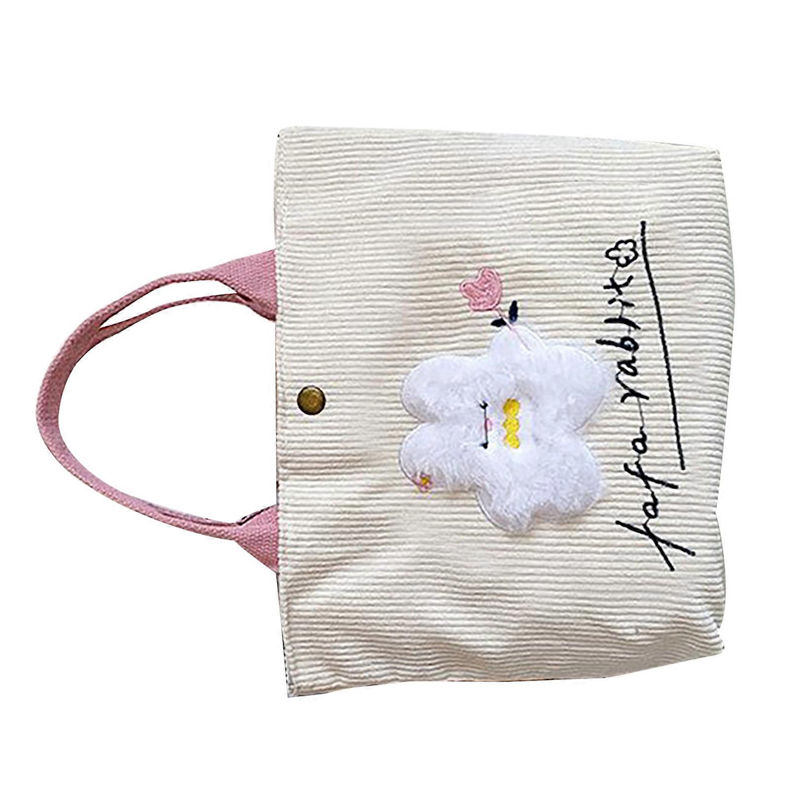 Rabbit Pattern Cute Small Tote Bag Snap Button Closure for Shopping Commuting