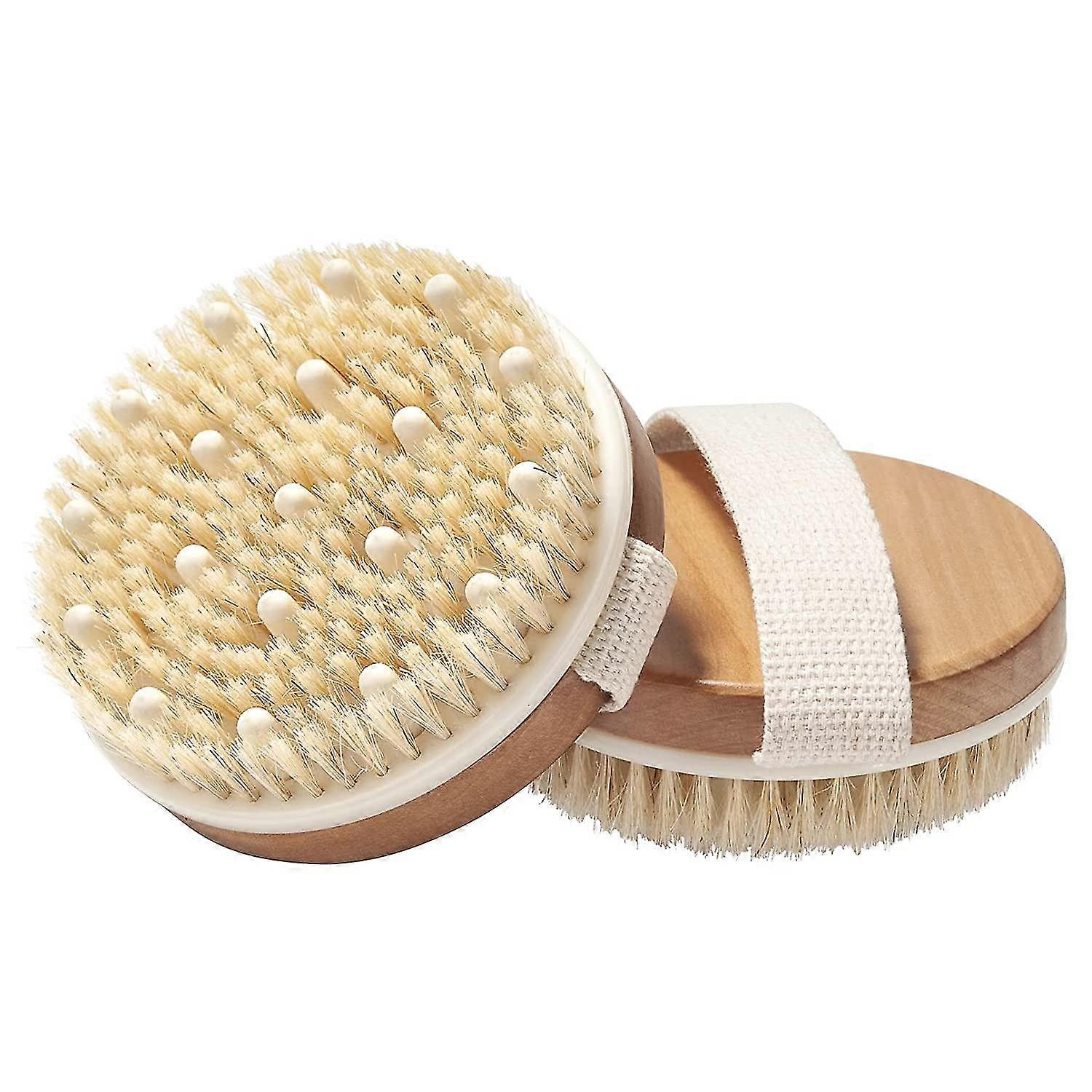 2 Pack Dry Brushing Body Brush, Dry Brush For Cellulite And Lymphatic, Exfoliating Brush Body With Soft And Natural Bristle, Dry Body Brush For Shower