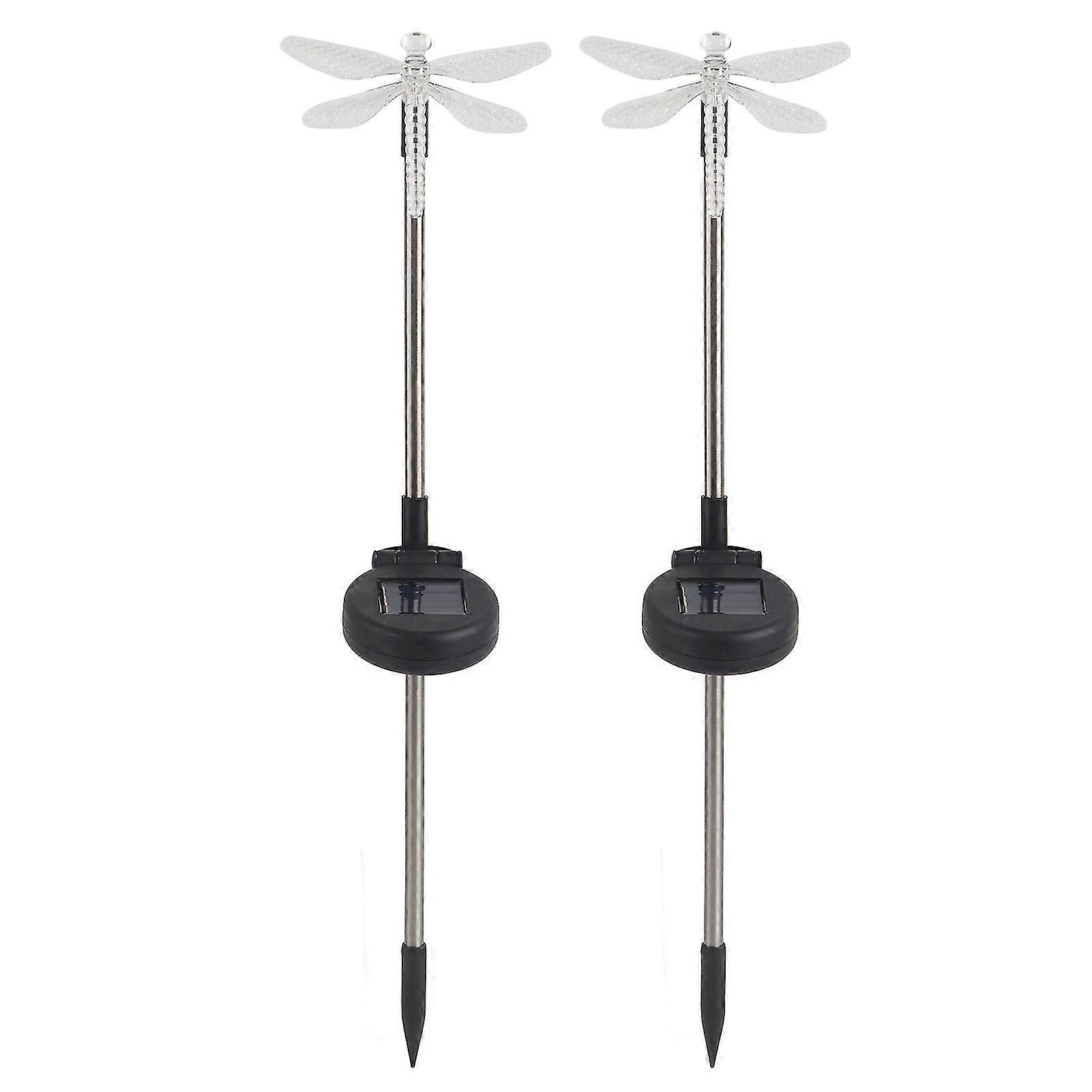 Dragonfly Solar LED Lawn Light Color Changing Garden Stake Decoration (2PcsSet)