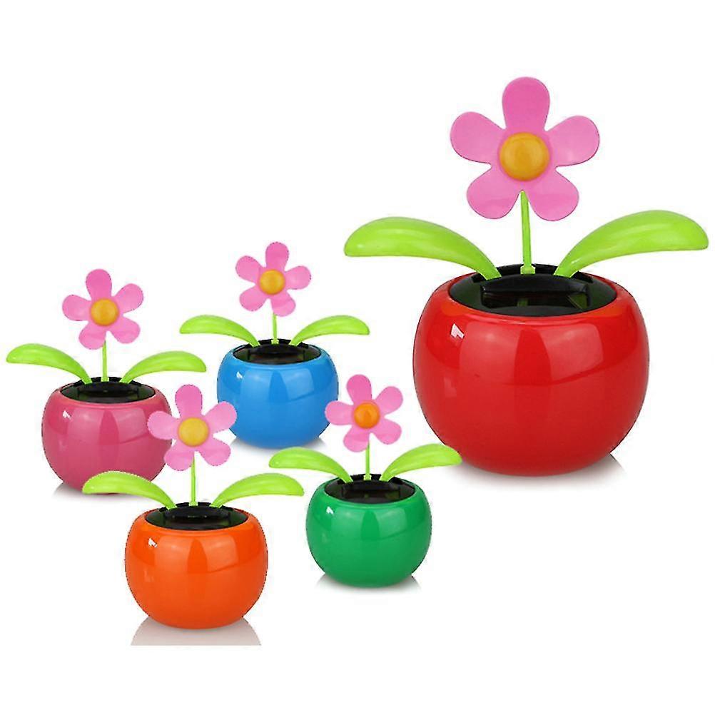 Solar-Powered Dancing Flower CarOffice Desk Decor with 4pcs, Random Colors