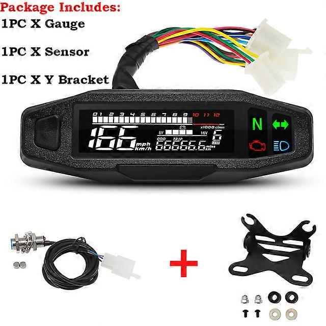 A Universal Digital Motorcycle Meter Speedometer LCD Digital Odometer RPM Fuel Level Meter Turn Signal Light for Motorcycle