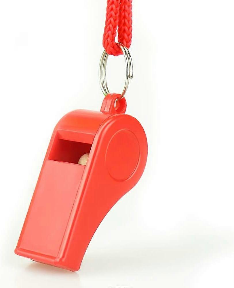 Dww-Red emergency whistle with lanyard, loud and clear sound, plastic whistle for lifeguards, self defence and emergency situations.