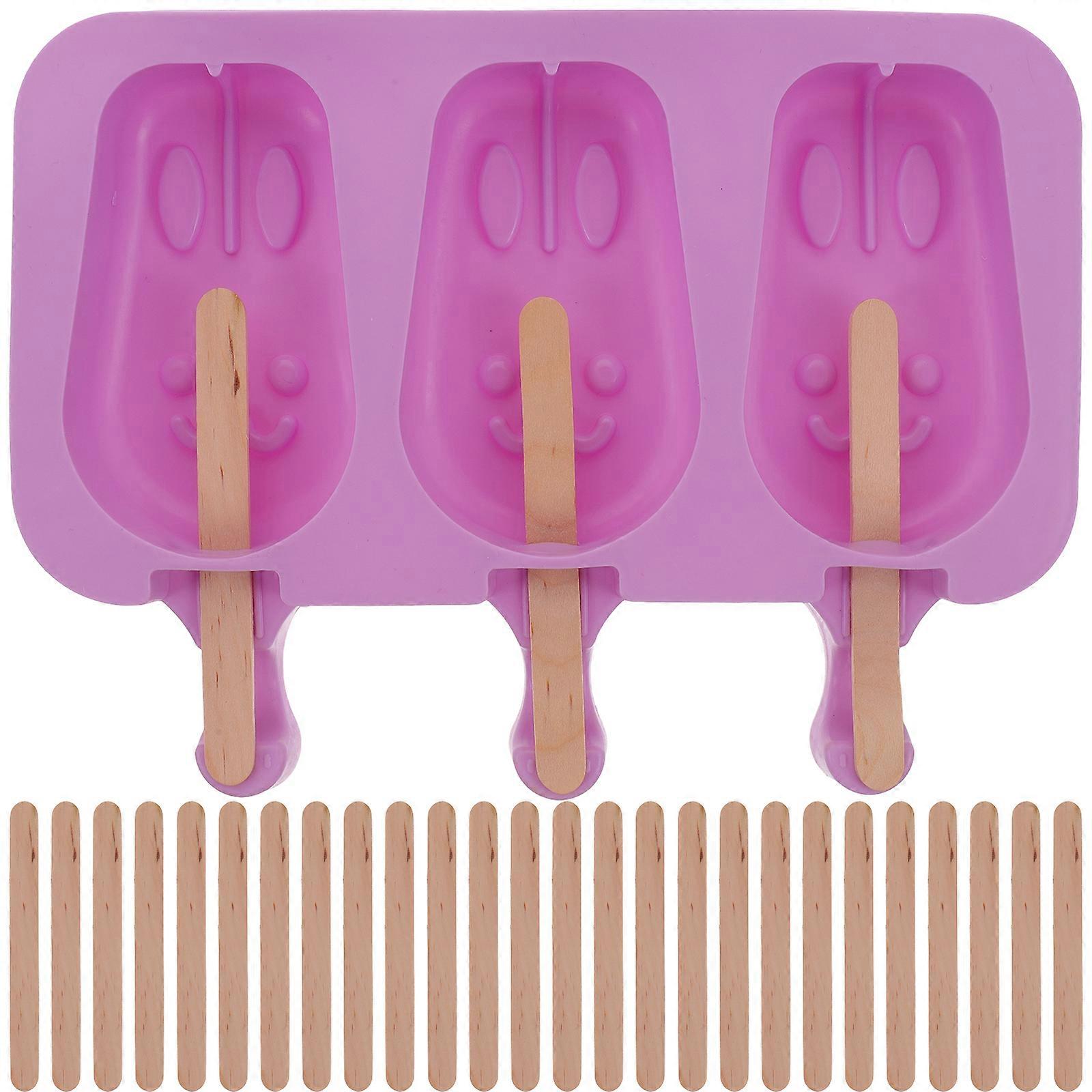 1 Set of Silicone Ice Cream Mold Silicone Rabbit Mold Silicone Bunny Ice Cream Maker with Wood Sticks