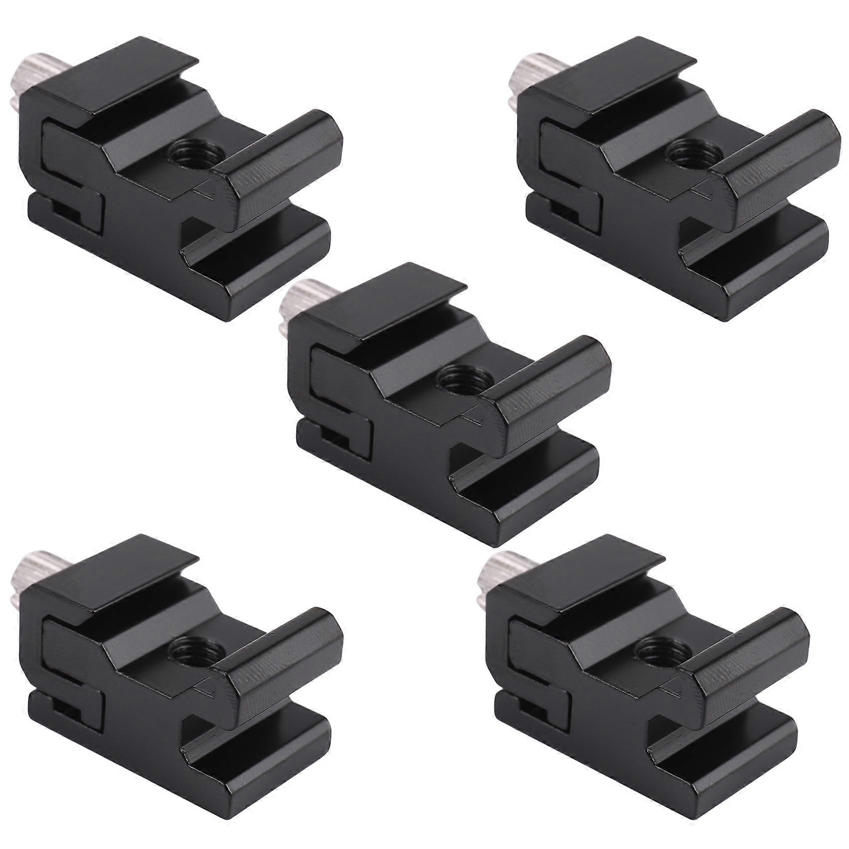 5pcsカメラメタルコールドシューホットシューフラッシュブラケットマウントアダプター、ライトスタンド三脚用1/4三脚ネジ付き