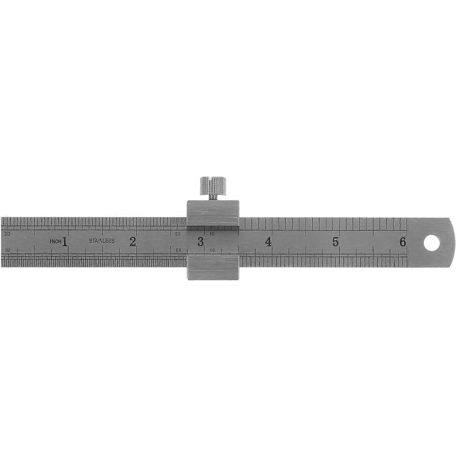 1 Set Stainless Steel Ruler Straight Scale Measuring Tool with Ruler Stopper