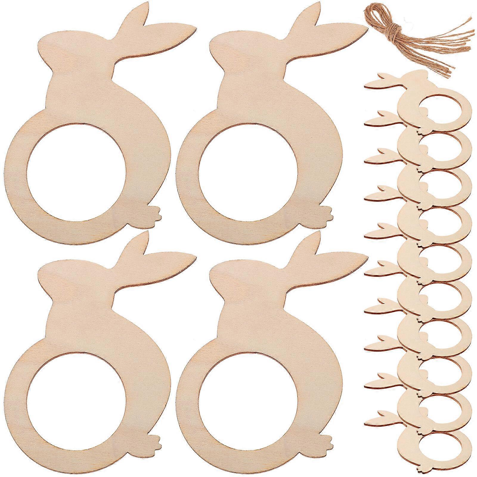 20pcs Pâques Sur Le Thème Ronds De Serviette En Forme De Lapin En Forme Non Peint Serviettes Boucles
