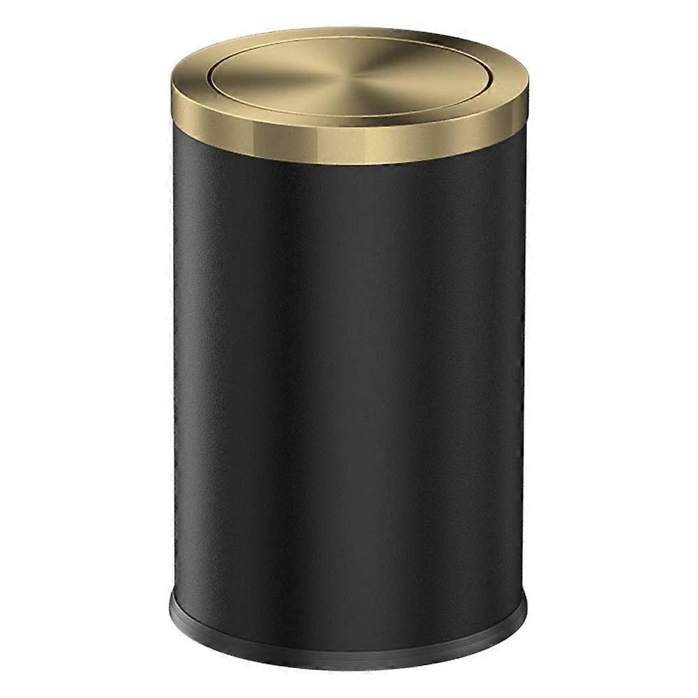 Bathroom Trash Can with Lid, Small Trash Can with Flip Lid, 2.4 Gallon (Approx. 7.6 Liters) Metallic Gold (Black)