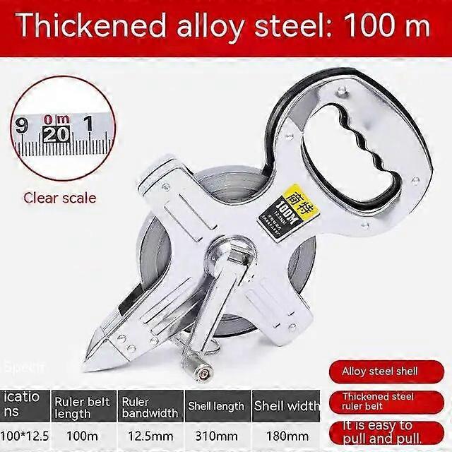 30m/50m/100m Stainless Steel Tape Measure Portable Retractable Metric Tape Ruler Construction Measuring Tool For