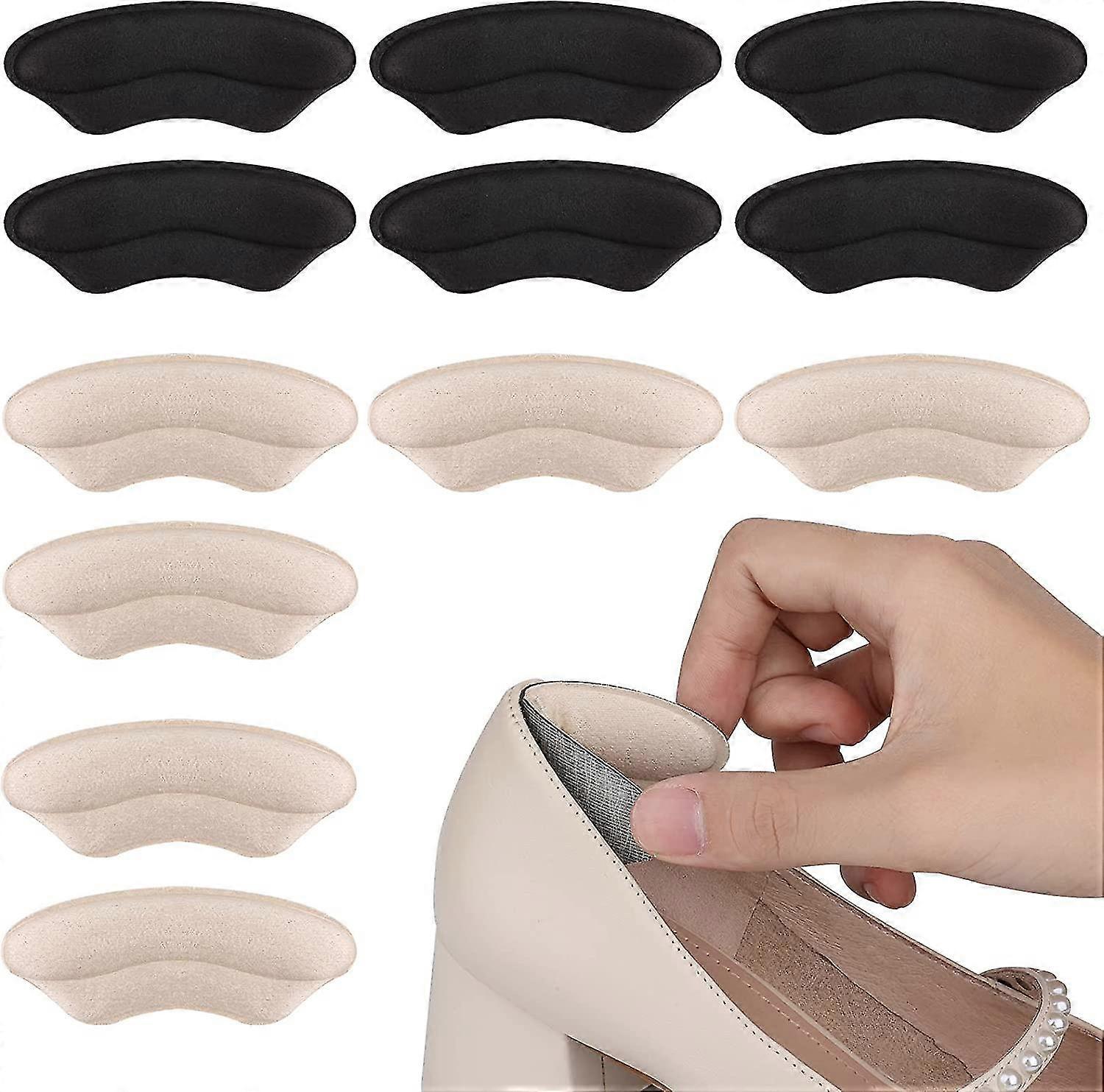 6 Pairs /12 Pieces High Heels Cushion Pads Heel Cushion Inserts Sponge Heel Protectors Soft Heel Grips Liner Self-adhesive Heel Filler Inserts