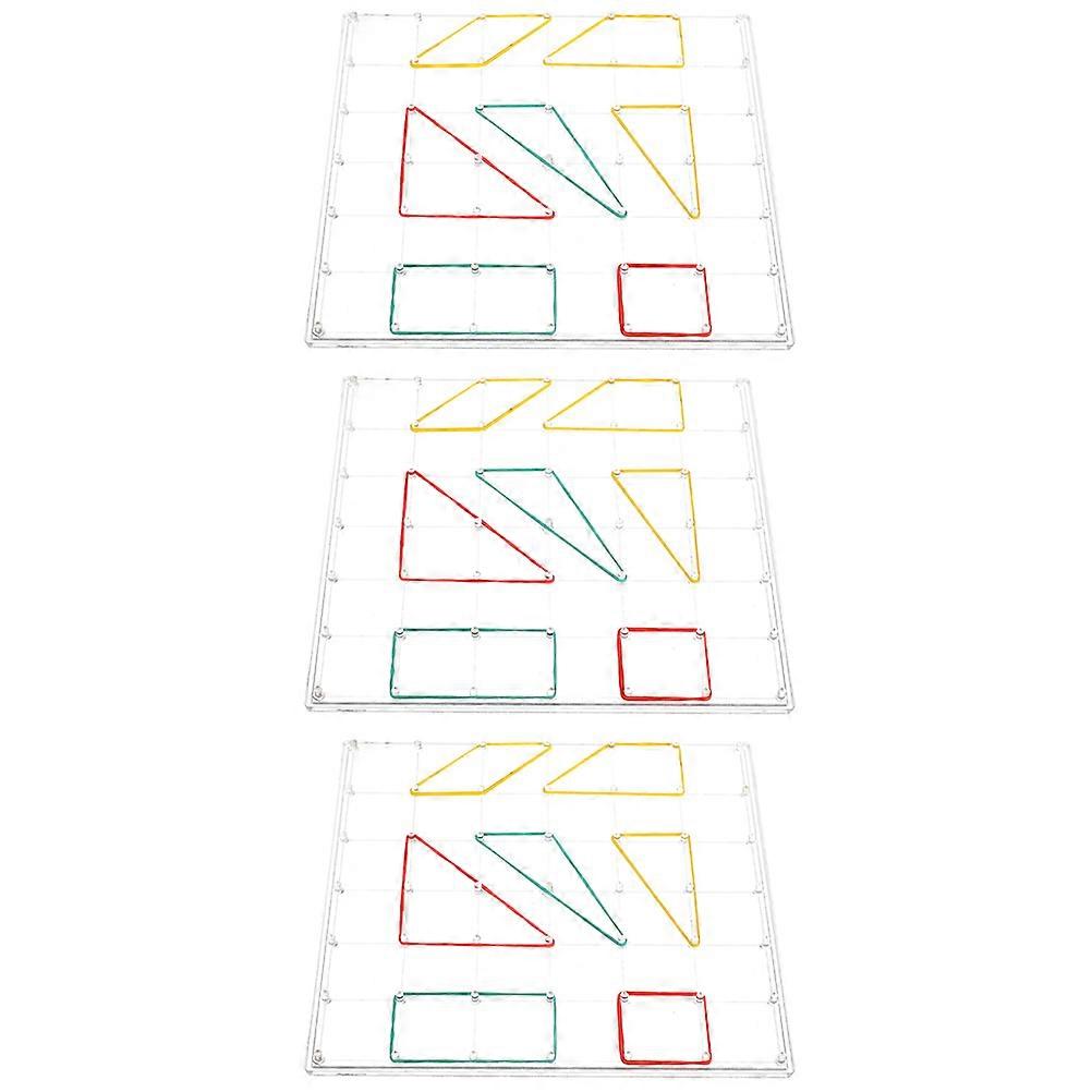 3 Sets Plastic Nail Boards Kid Toys Math Teaching Props Geometric Shape Boards