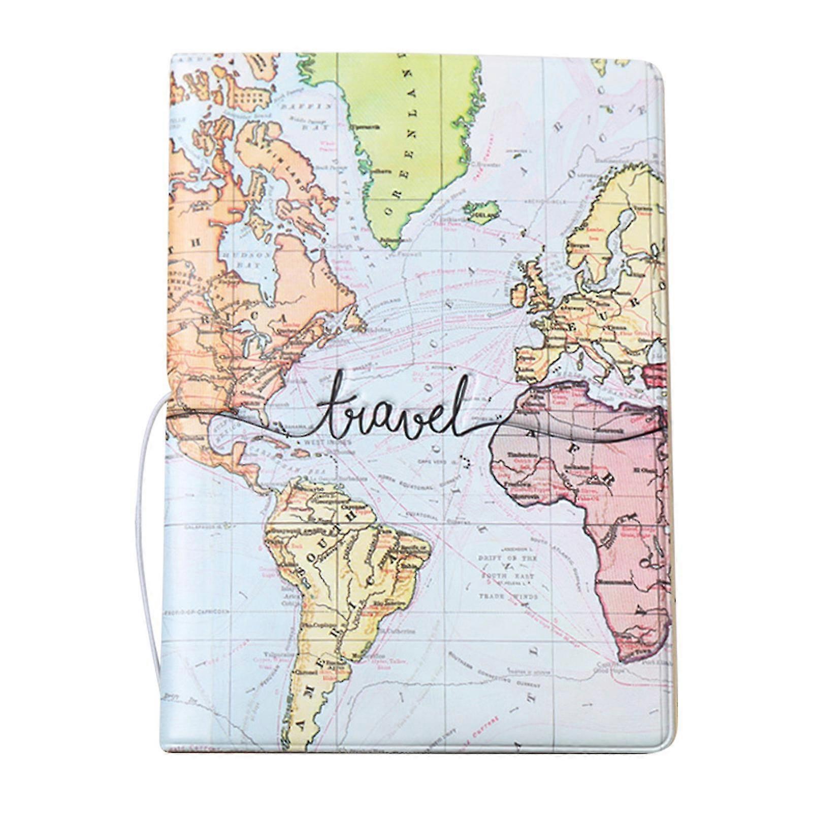 World Map PVC Passport Cover Protective Case Rectangle Travel Portable Practical