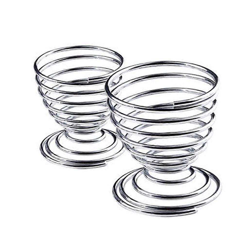 2Pcs Metal Spiral Spring Wire Tray Egg Cup Storage Holder Stand Kitchen Tool