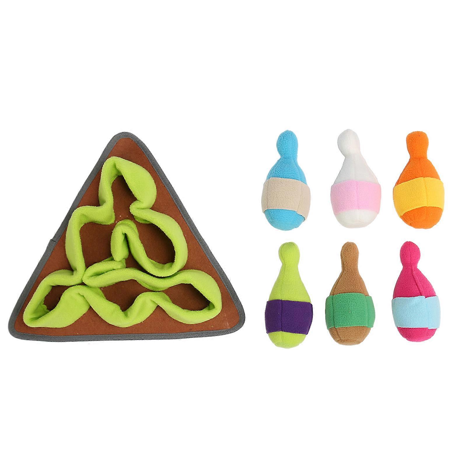 Pet Sniffing Pad Slow Eating Reduce Boredom Dog Sniffing Feeding Mat Puzzle Toy with Squeaky Bowling for Smell Training