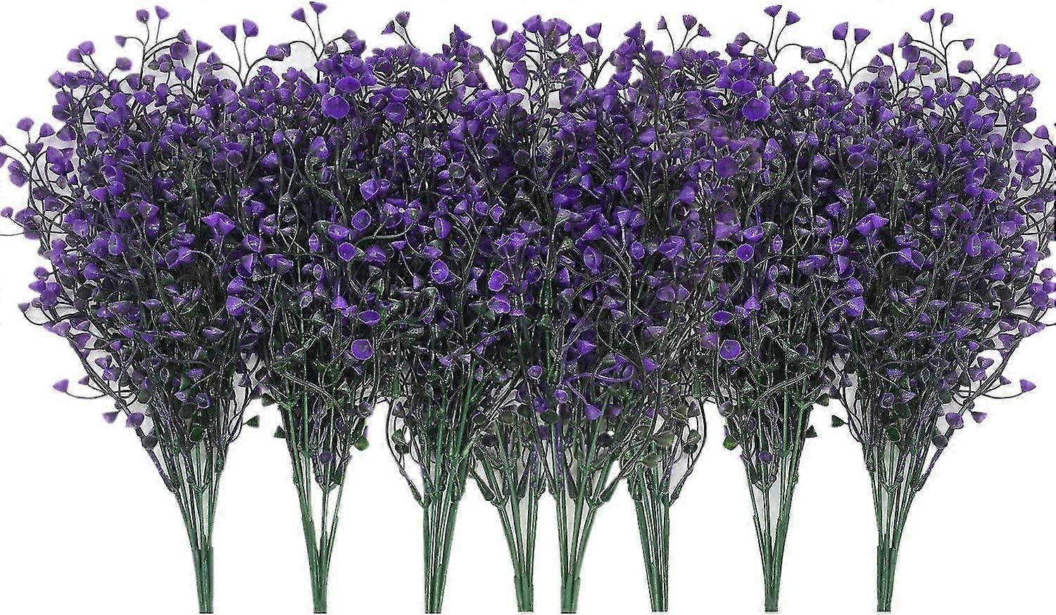 Konstgjorda växter buskar, falska plastblommor inomhus utomhus bröllop juldekoration - mörklila 4 st