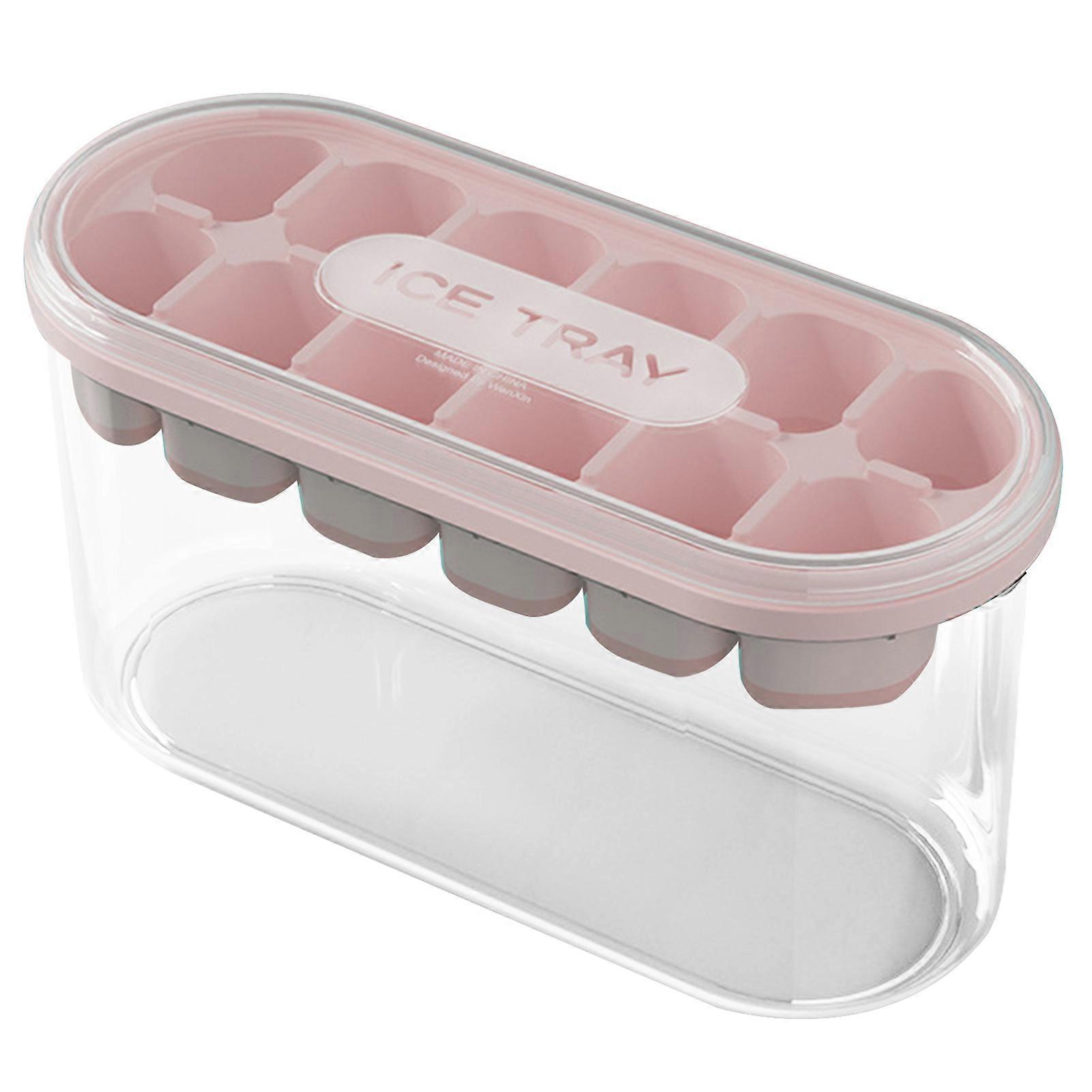 Ice Cube Mold with Storage Box Airtight Lid Double Layer Cool Drinks Whiskey Silicone Ice Cube Tray 12 Grids Press Type Ice Cube Maker Party Bar Tool