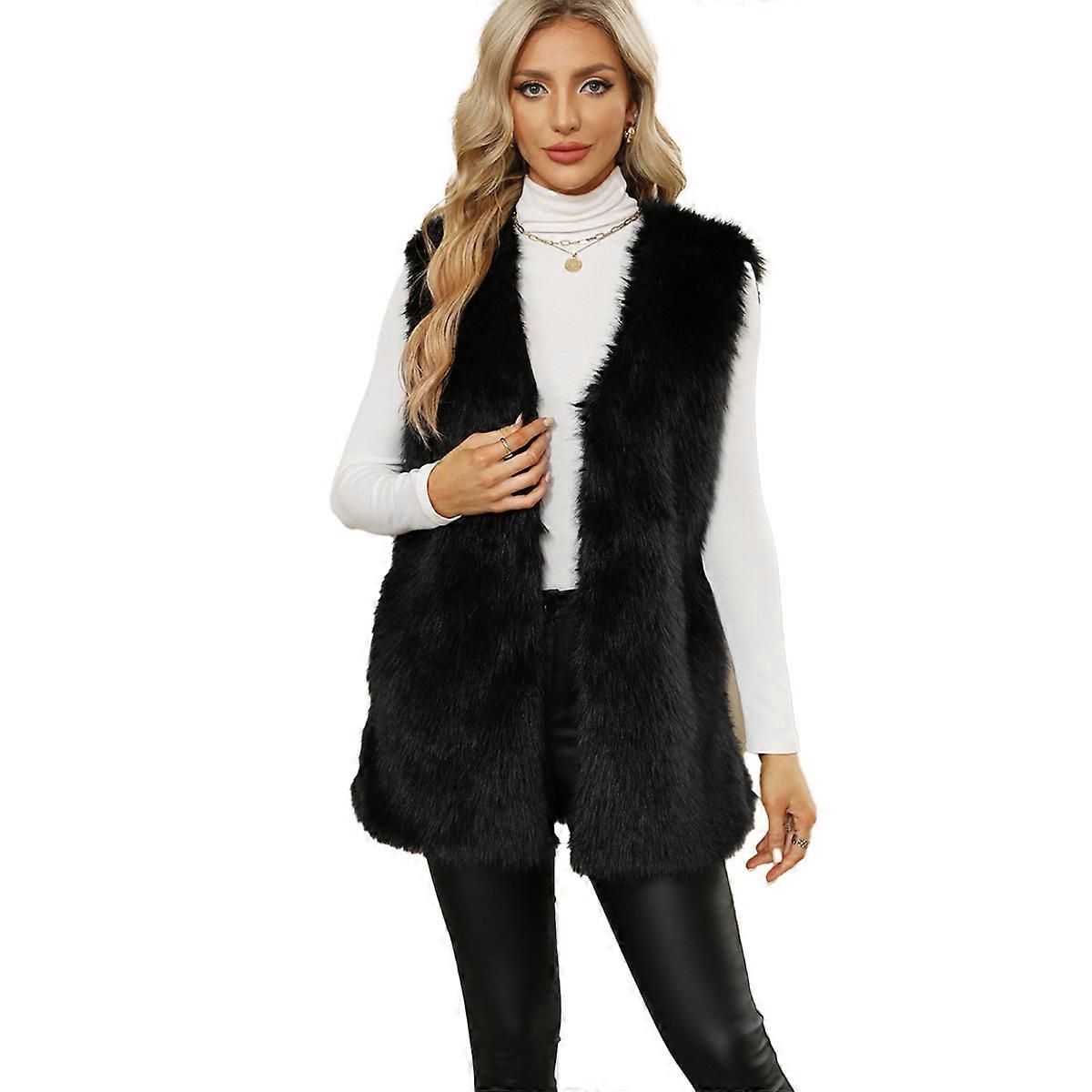 Womens Faux Fur Vest Winter Warm Short Coat Sleeveless Jacket