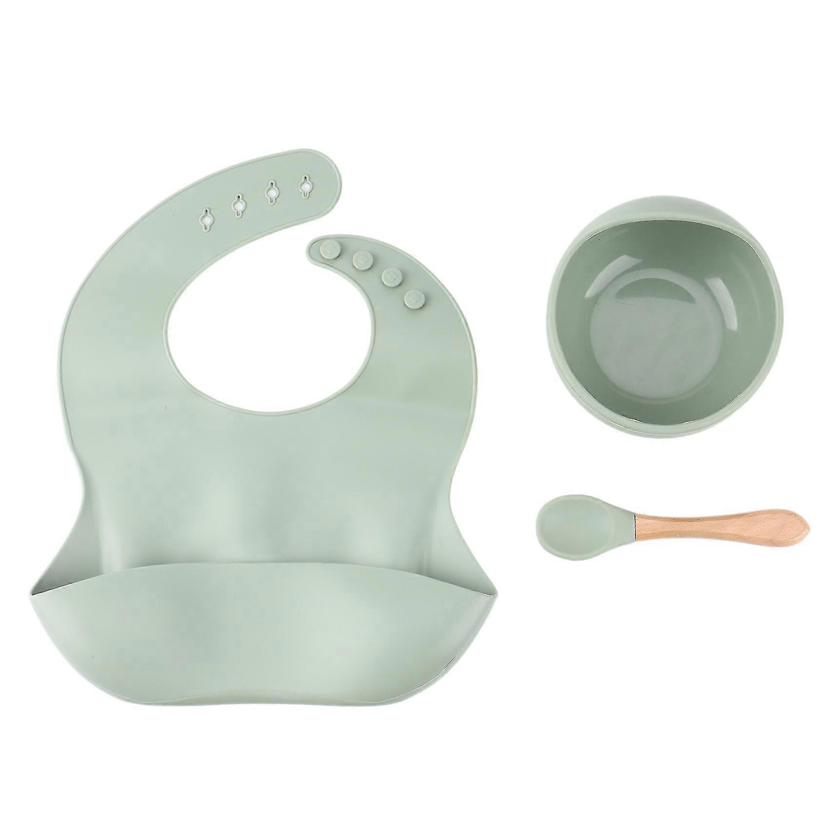 Silicone   Feeding Set,  Bowl,Silicone Bib,Spoon,Cutlery Set,2