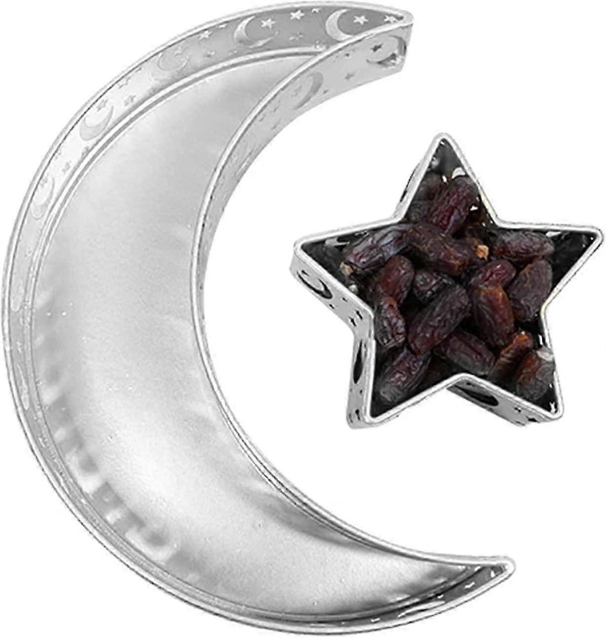 2-Pack Bandejas Decorativas de Lua e Estrela de Ferro Branco