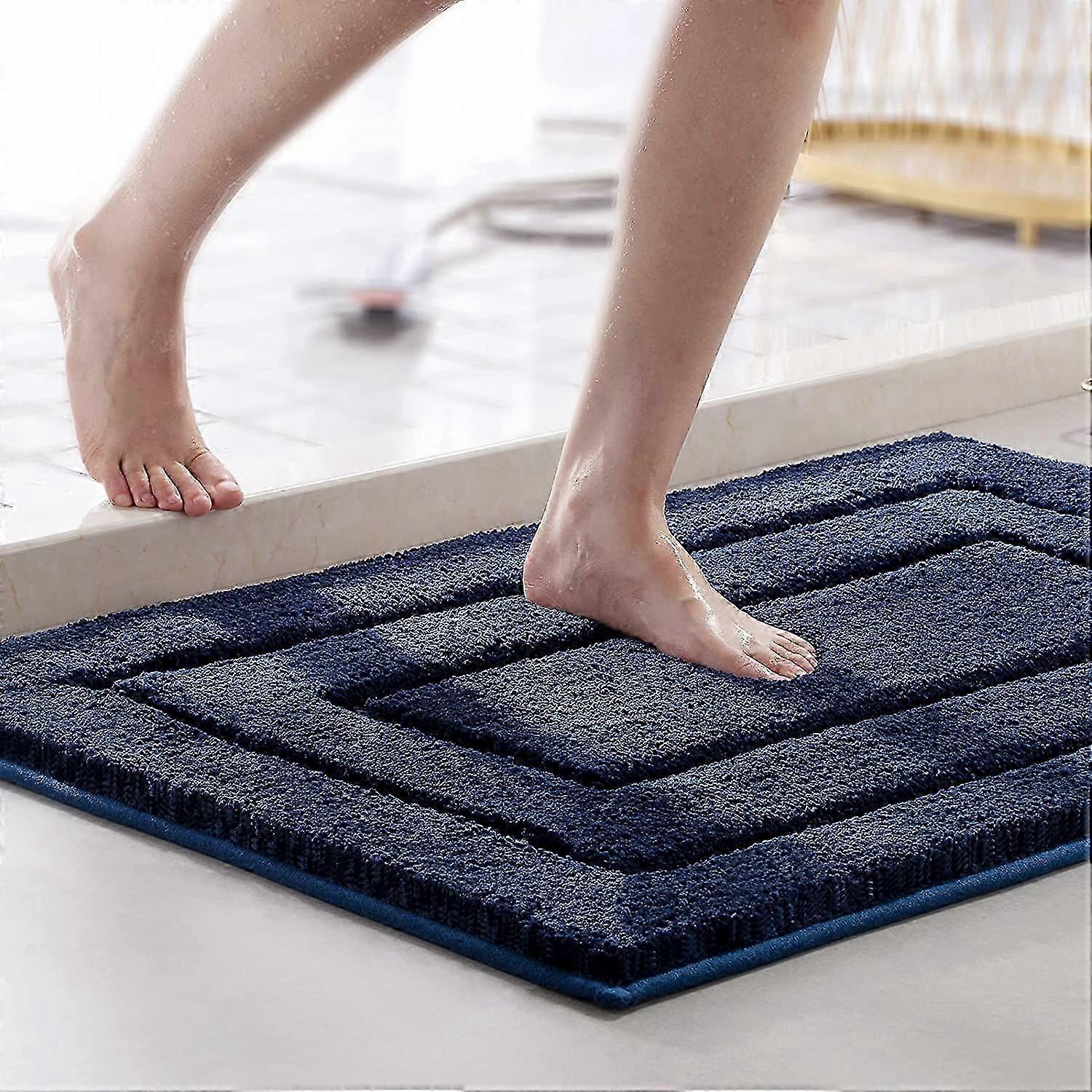 Microfiber Bathroom Mat 20x32 Inches, Soft Absorbent Blue