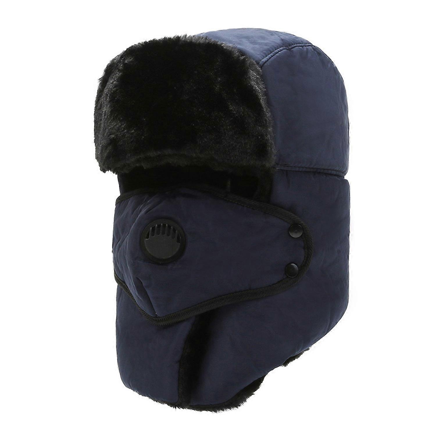 Winter Outdoor Hat with Integrated Scarf Windproof Thick Plush Keep Warm with Front Cover Full