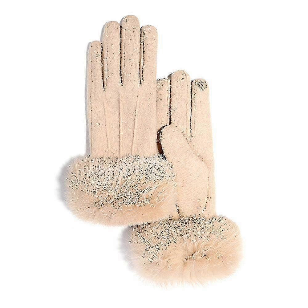 Winter gloves Warm lined cold gloves for texting with touch screen(Apricot)