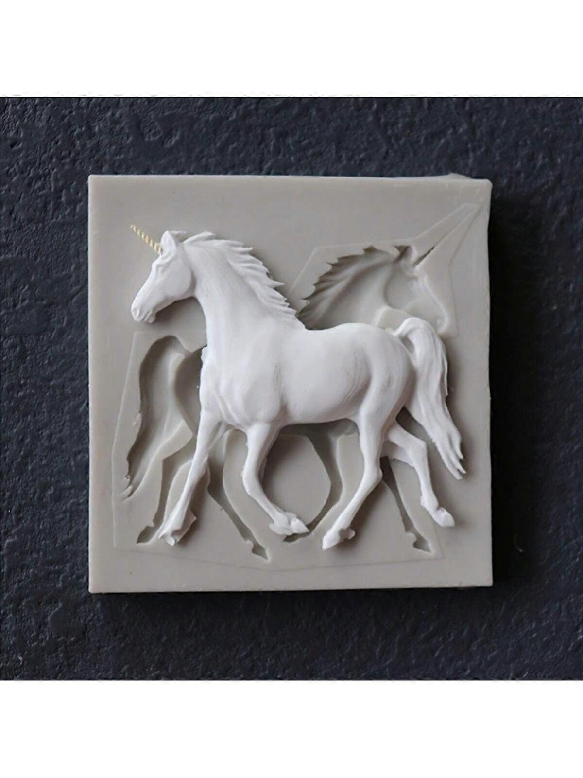 1 قطعة يونيكورن سيليكون العفن ، 3D الحصان الصب ، الروائح الجص ديكور ، DIY الحرفية الطين العفن