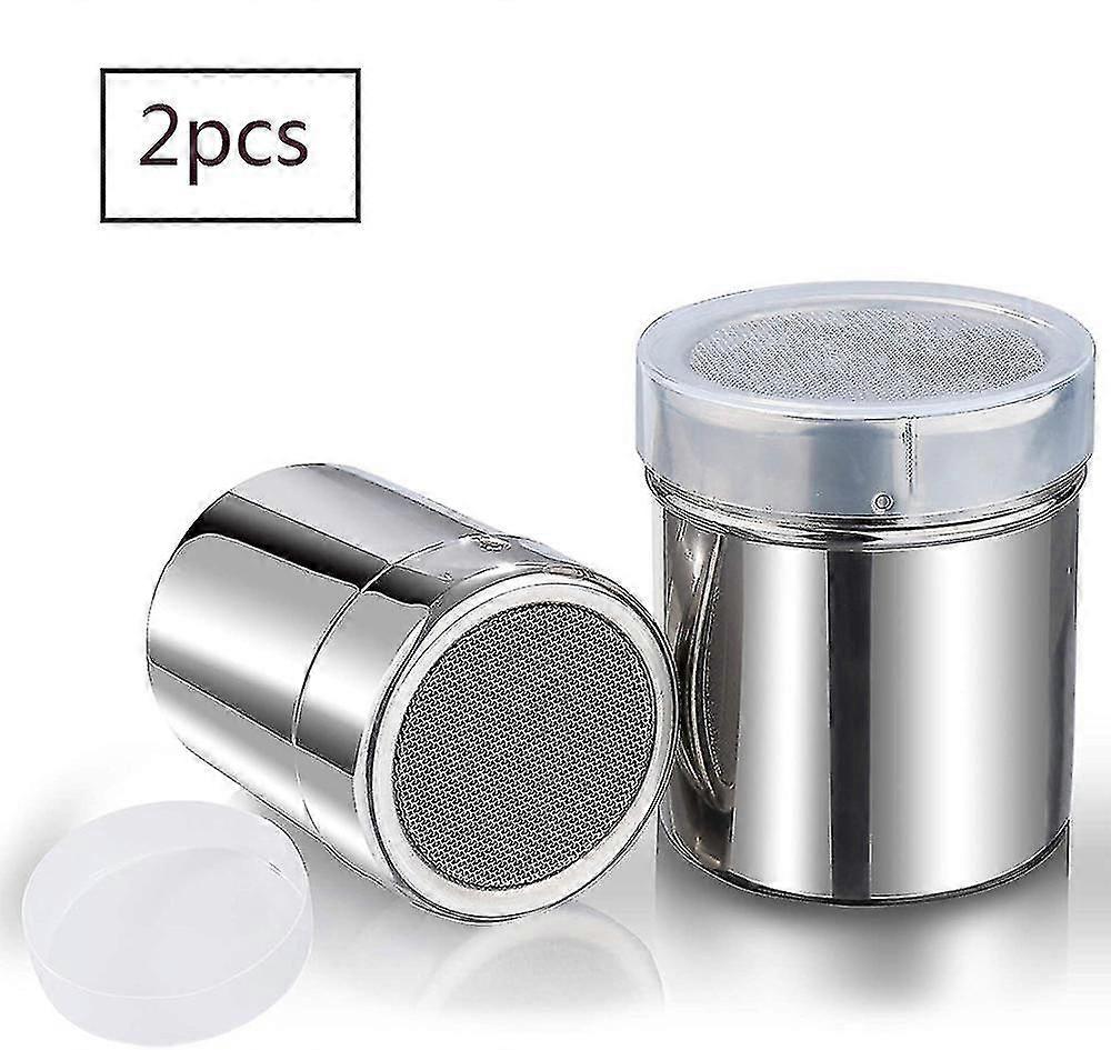 Chocolate Shaker With Lid Stainless Steel Flour,2pcs